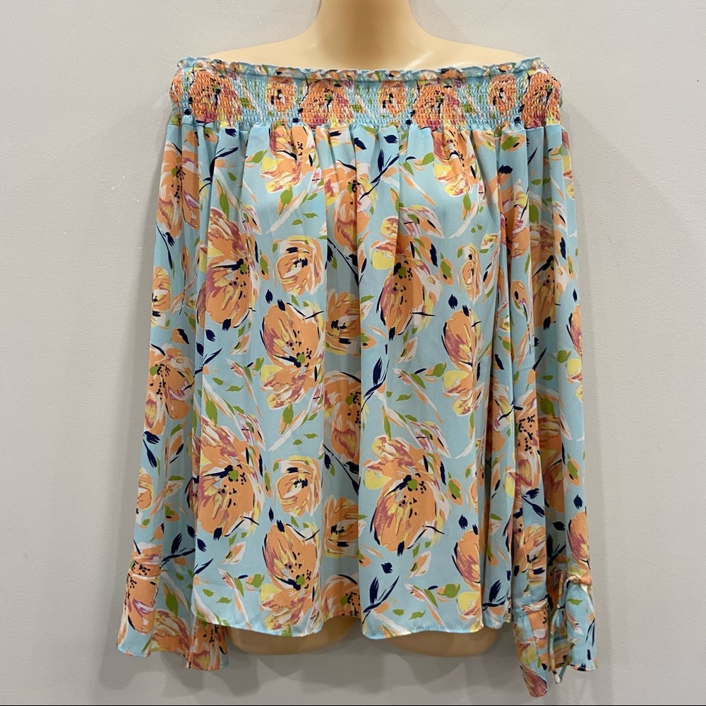 ASHER by fab’rik Off Shoulder Floral Long Sleeve ‘Mabry’ Blouse size S